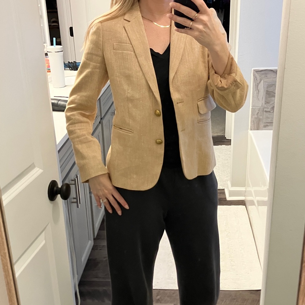 J. Crew Tan Blazer with Gold Buttons 6T